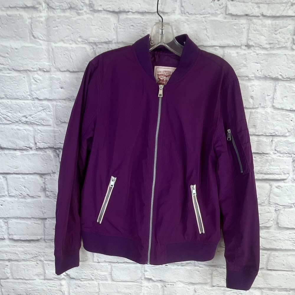 Levi's Women's Y2K Streetwear Purple Bomber Jacket Full Zip Pockets Size L